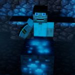 Steve z minecraftu, který těží diamant